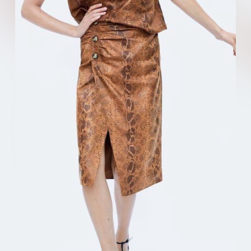 Zara faux suede snakeskin print pencil skirt